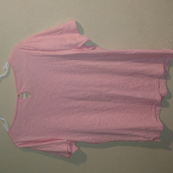 🌟HP🌟Talbots Pink Lace Yoke Tee 100% Cotton L Summer Spring Lightweight - Picture 6 of 6
